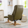 Dubai Recliner Chair & Footstool in Olive Green Plush 